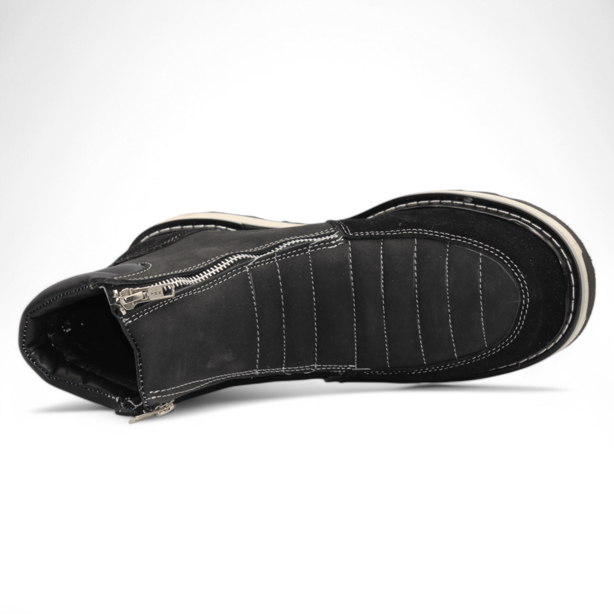 Zapato de Trabajo para Hombre de Piel Crazy con Doble Cierre Punta Redonda Color Negro – Hooch Boots H40205 - Hooch Boots