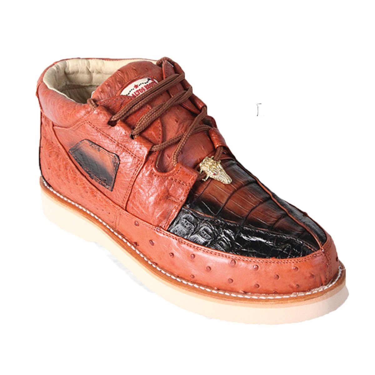 Scarpe Stringate Los Altos In Pelle Di Coccodrillo E Struzzo - Colore BUTTERCUP, Comode Ed Eleganti