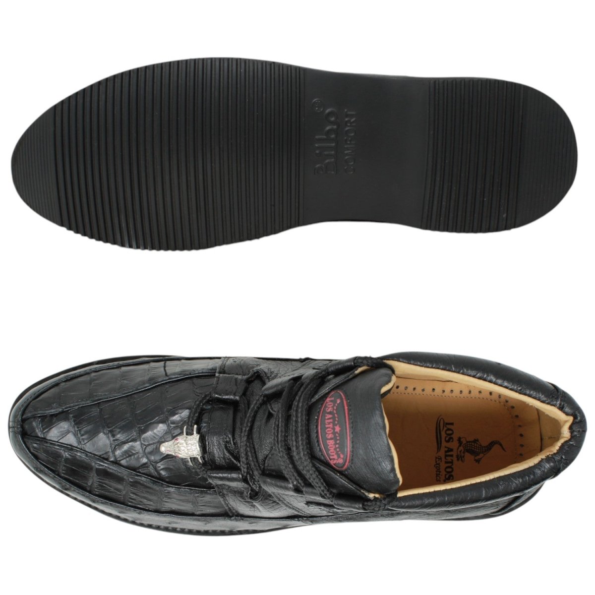 Zapatos Casuales de Cocodrilo Caiman con Avestruz Original Color Negro - Los Altos Boots - Los Altos Boots