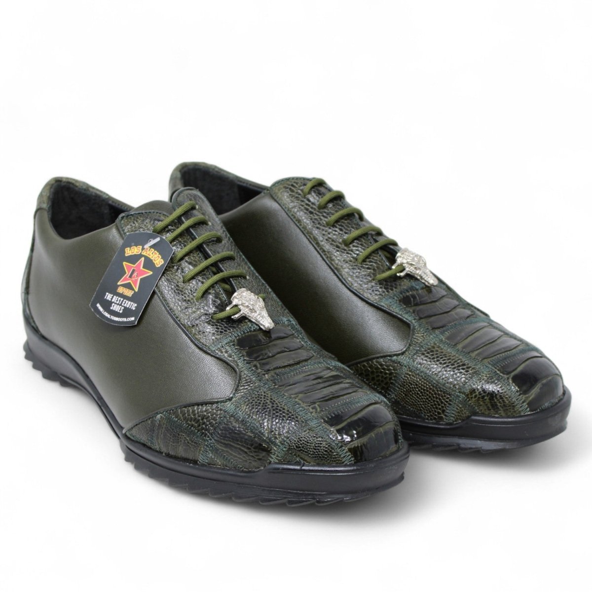 Zapatos Casuales de Pata de Avestruz Original Color Verde Olivo - Los Altos Boots - Los Altos Boots