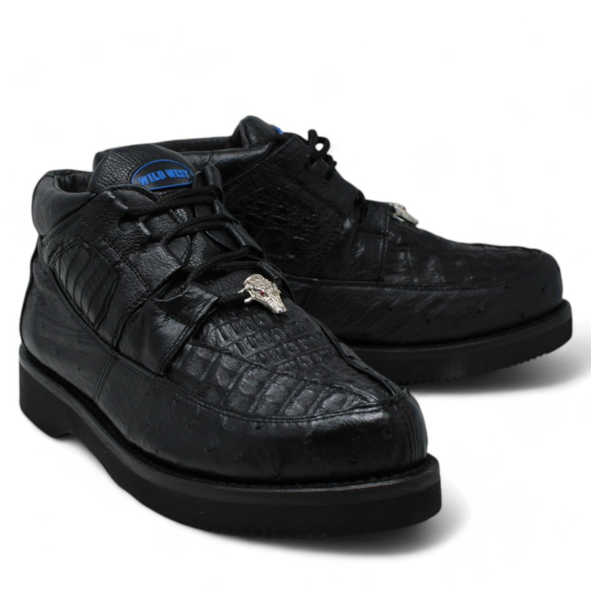Zapatos Casuales de Piel de Cocodrilo y Aveztruz Original Color Negro - Wild West Boots - Wild West Boots