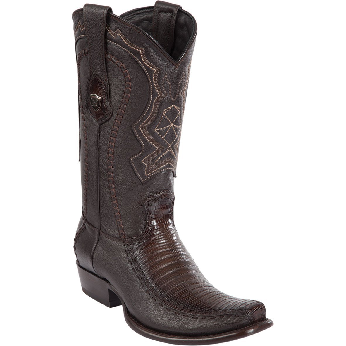 Western Genuine Lizard Dubai Toe Boots Brown Color - Wild West Boots - Side View