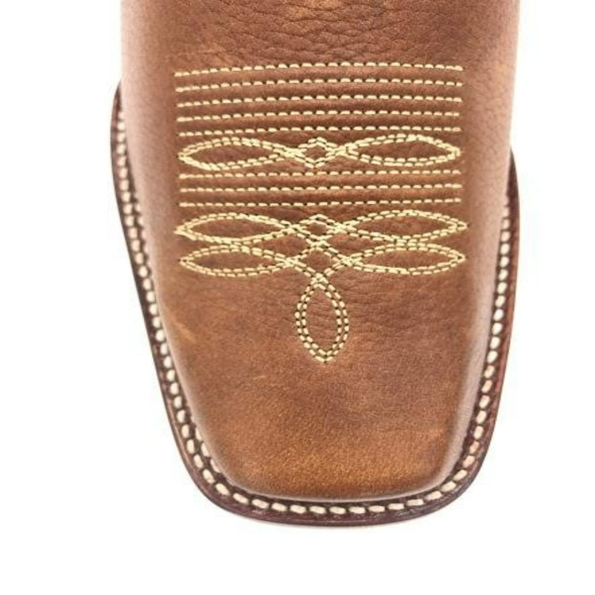 Wester Genuine Grisly Leather Rodeo Toe Boots Honey Color - Wild West Boots - Toe View