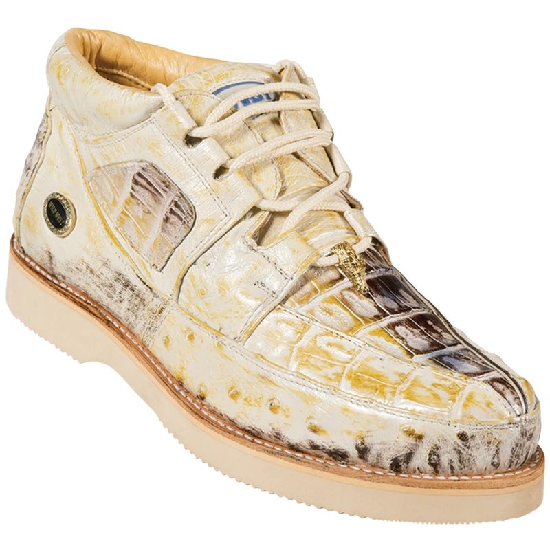 Casual Caiman and Ostrich Leather Shoes Natural Color - Wild West Boots - Side View