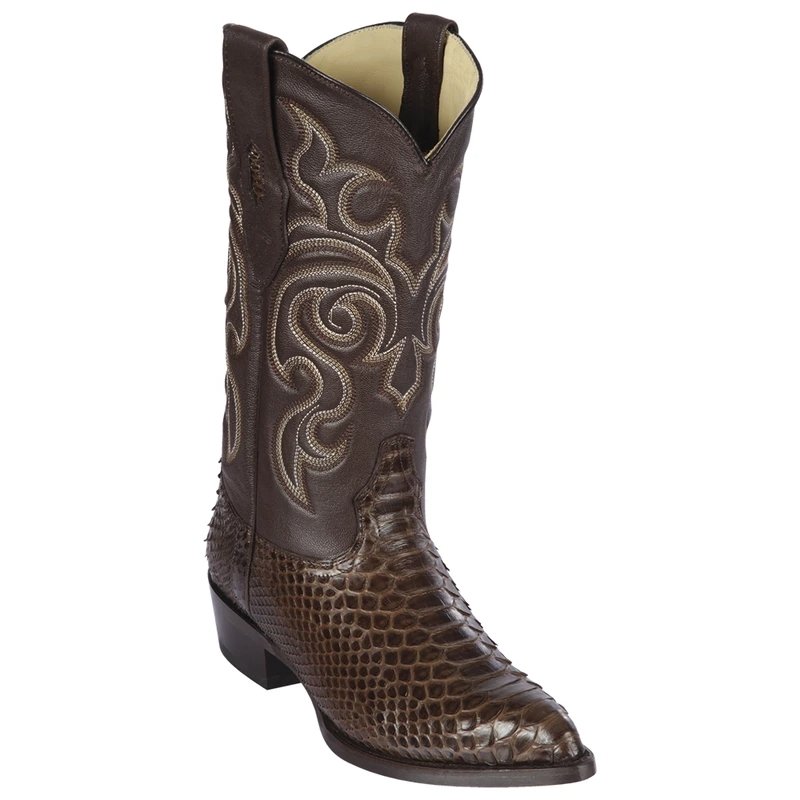 Western Genuine Python Boots J-toe Brown Color - 995707 - Los Altos Boots Side view