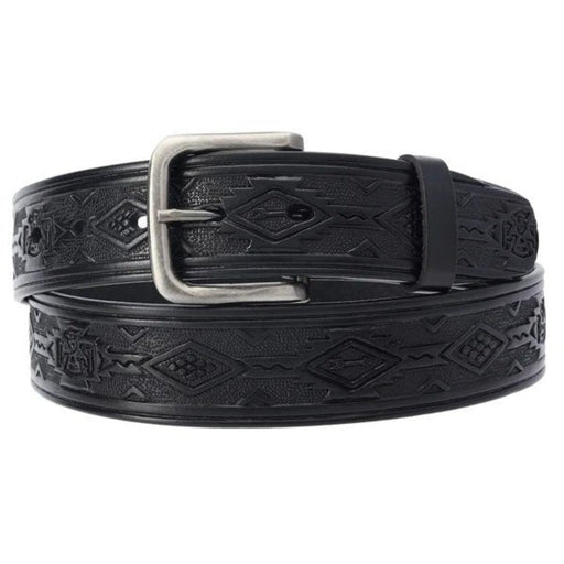 Aztec Embossed Oil Tan Leather Belt Black - Cinto de Piel IMP-10322 - ImporMexico