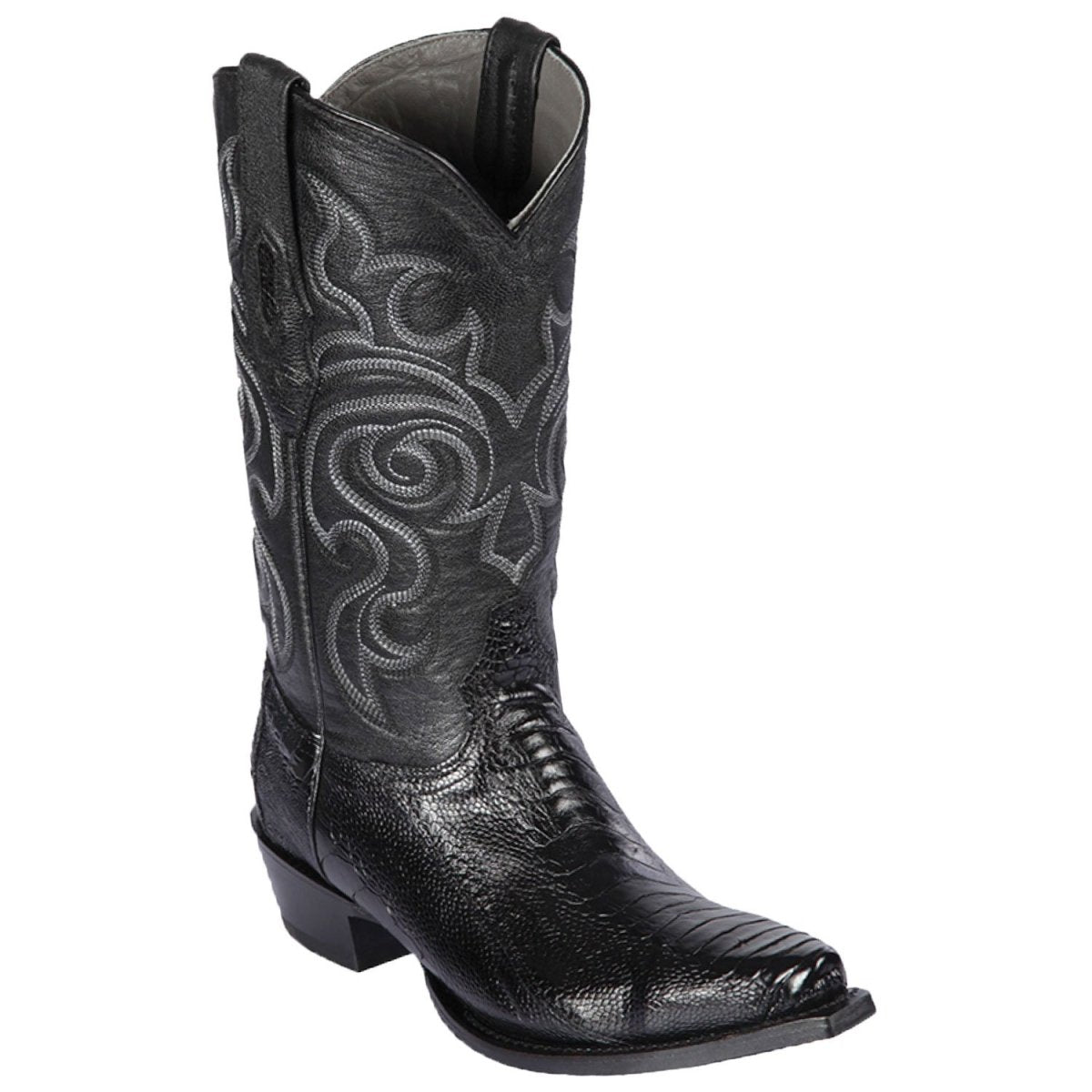 Botas de Pata de Avestruz Original Punta Europea Color Negro - Los Altos Boots main image 1