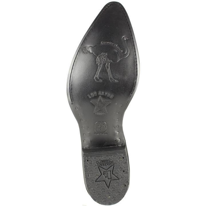 Western Genuine Ostrich Boots J Toe Red Color - Los Altos Boots sole view