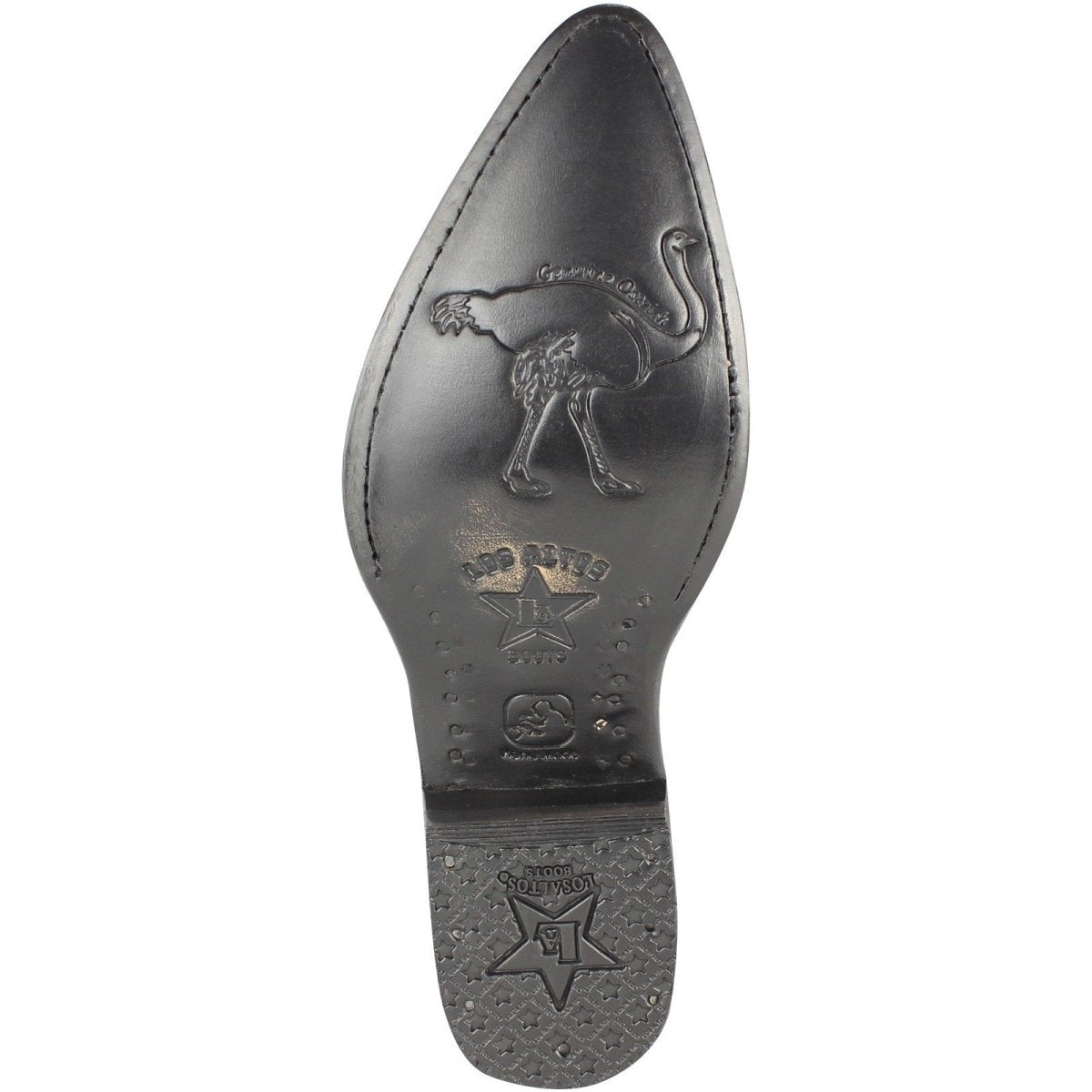 Western Genuine Ostrich Boots J Toe Black Cherry Color - Los Altos Boots sole view