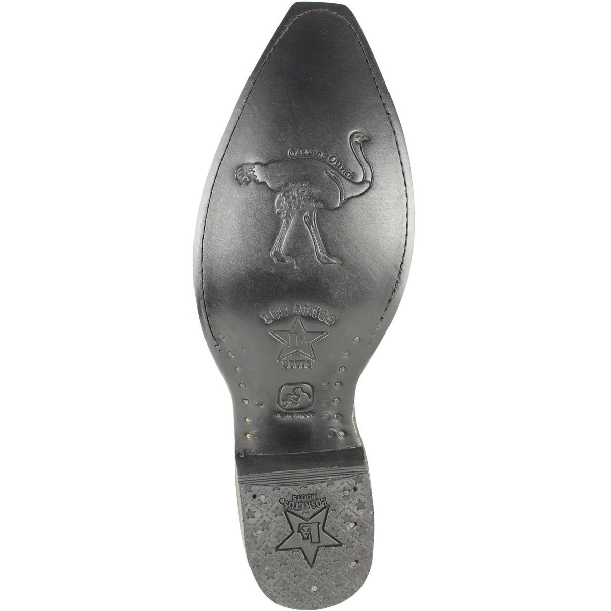 Western Genuine Ostrich Leg European Square Toe Boots Black Cherry Color - Los Altos Boots Sole View