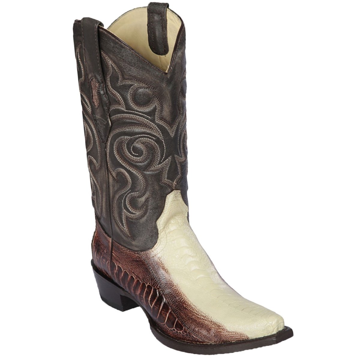Botas de Avestruz Original Punta Recortada Color Mocha - Los Altos Boots
