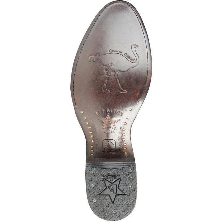 Western Genuine Ostrich Boots Round Toe Cognac Color - Los Altos Boots Sole view
