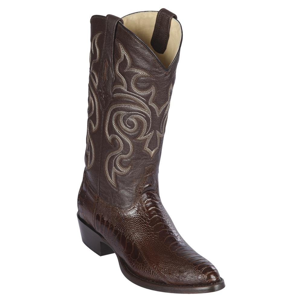 Western Genuine Ostrich Boots Round Toe Brown Color - Los Altos Boots side view