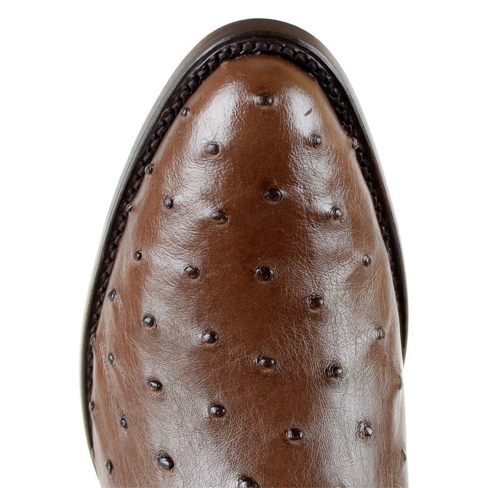 Western Genuine Ostrich Boots Round Toe Brown Color - Los Altos Boots Toe view