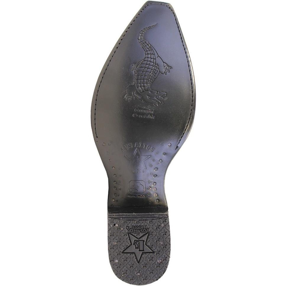 Western Genuine Caiman Belly European Square Toe Boots Faded Gray Color - Los Altos Boots Sole View