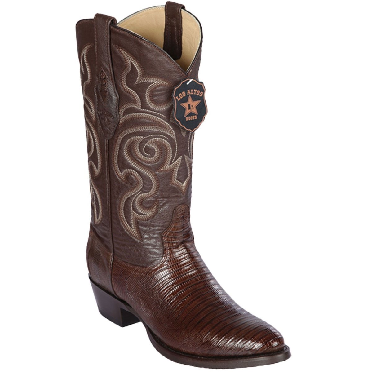Western Genuine Teju Lizard Boots Round Toe Brown Color - Los ALtos Boots Side View