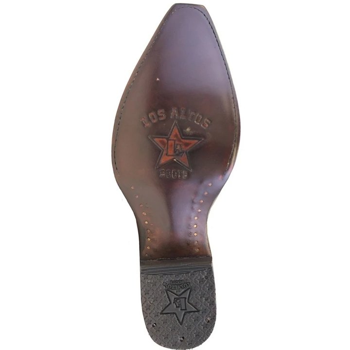 Western Genuine Bull Shoulder Boots Snip Toe Brown Color - Los Altos Boots sole