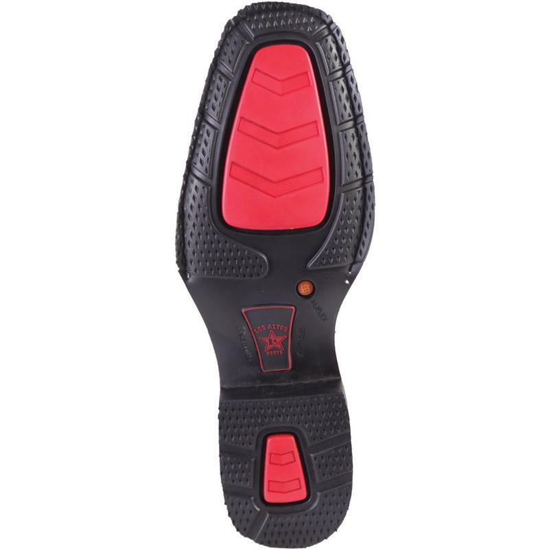 Western Genuine Wide Square Toe Grisly Leather Boots Brown Color - Los Altos Boots Sole View