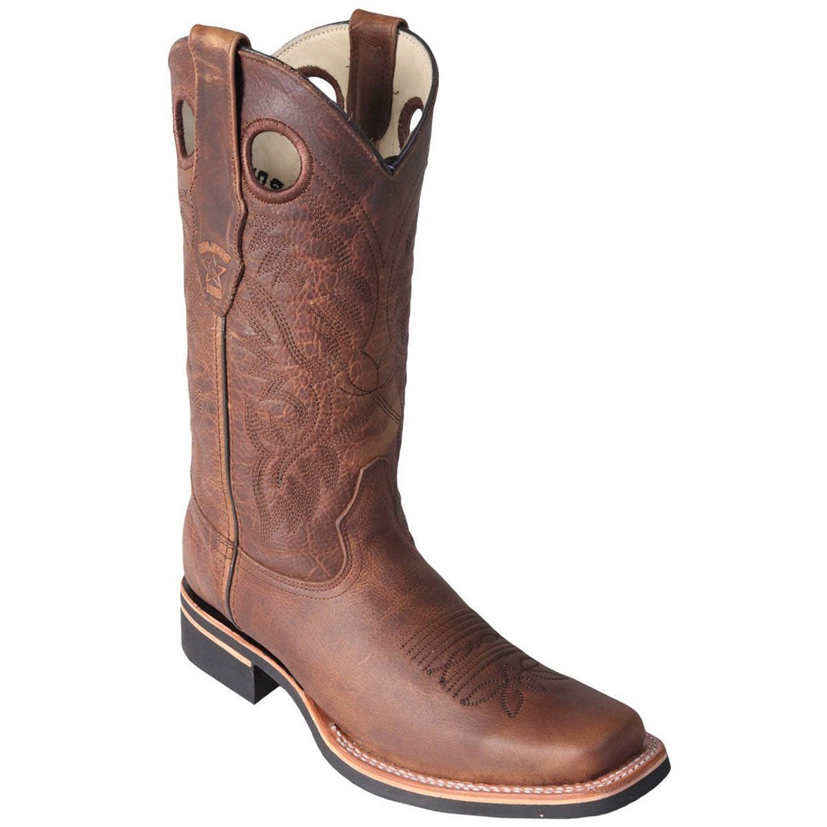 Western Genuine Leather Square Wide Toe Rodeo Boots Honey Color – Los Altos Boots – Side View