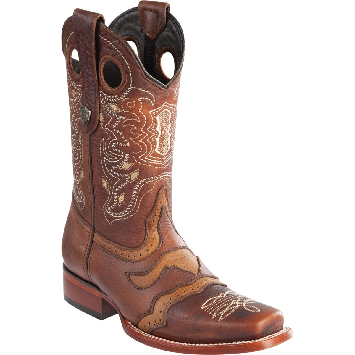 Genine Leather Rodeo Square ToeBoots Walnut Brown Color - Wild West Boots