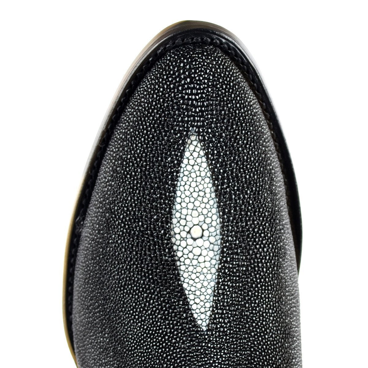 Western Genuine Stingray SIngle Stone Boots Round Toe Black Color - Los Altos Boots toe view