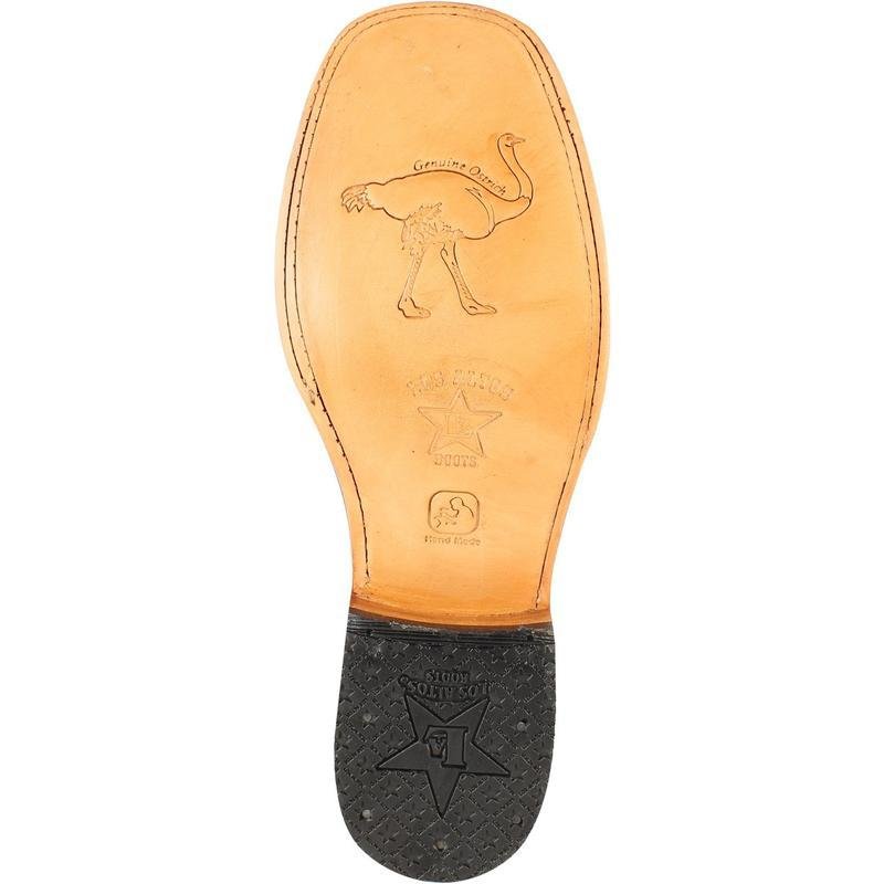 Western Genuine Smooth Ostrich Square Wide Toe Rodeo Boots White Color – Los Altos Boots – Sole View