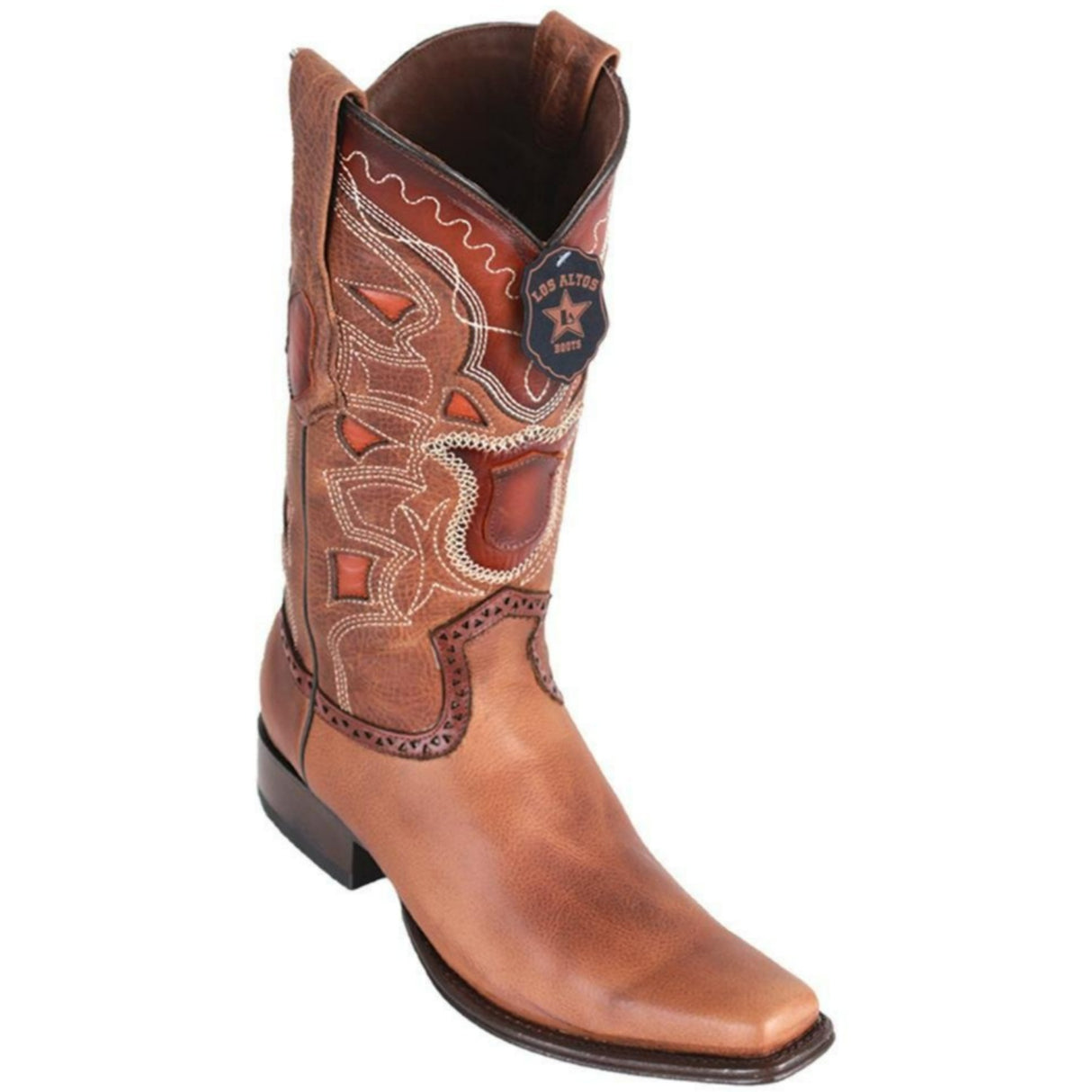 Western Genuine Leather European Square Toe Boots Honey Color – Los Altos Boots – Side View