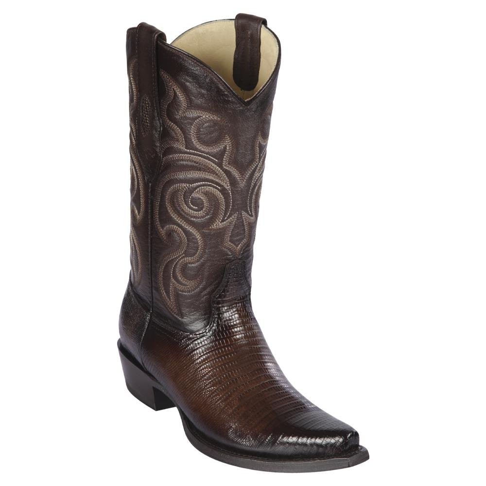 Western Genuine Teju Lizard Boots Snip Toe Faded Brown Color - Los ALtos Boots Side View