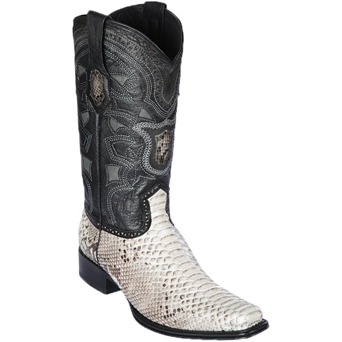 Western Genuine Python European Square Toe Boots Natural Color - Los Altos Boots Side View
