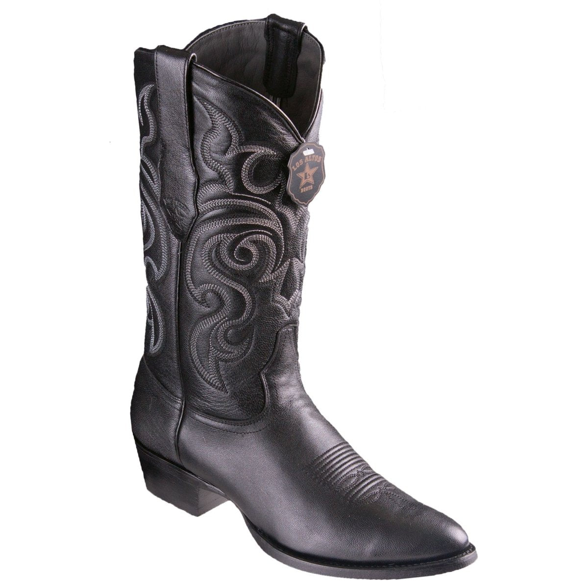 Western Genuine Goat Boots Round Toe Black Color - Los ALtos Boots Side View