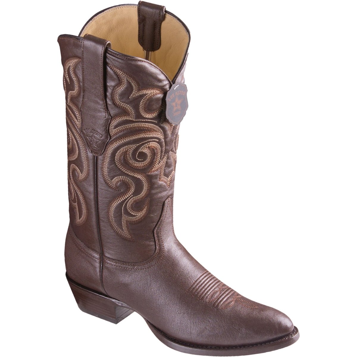 Western Genuine Goat Boots Round Toe Brown Color - Los ALtos Boots Side View
