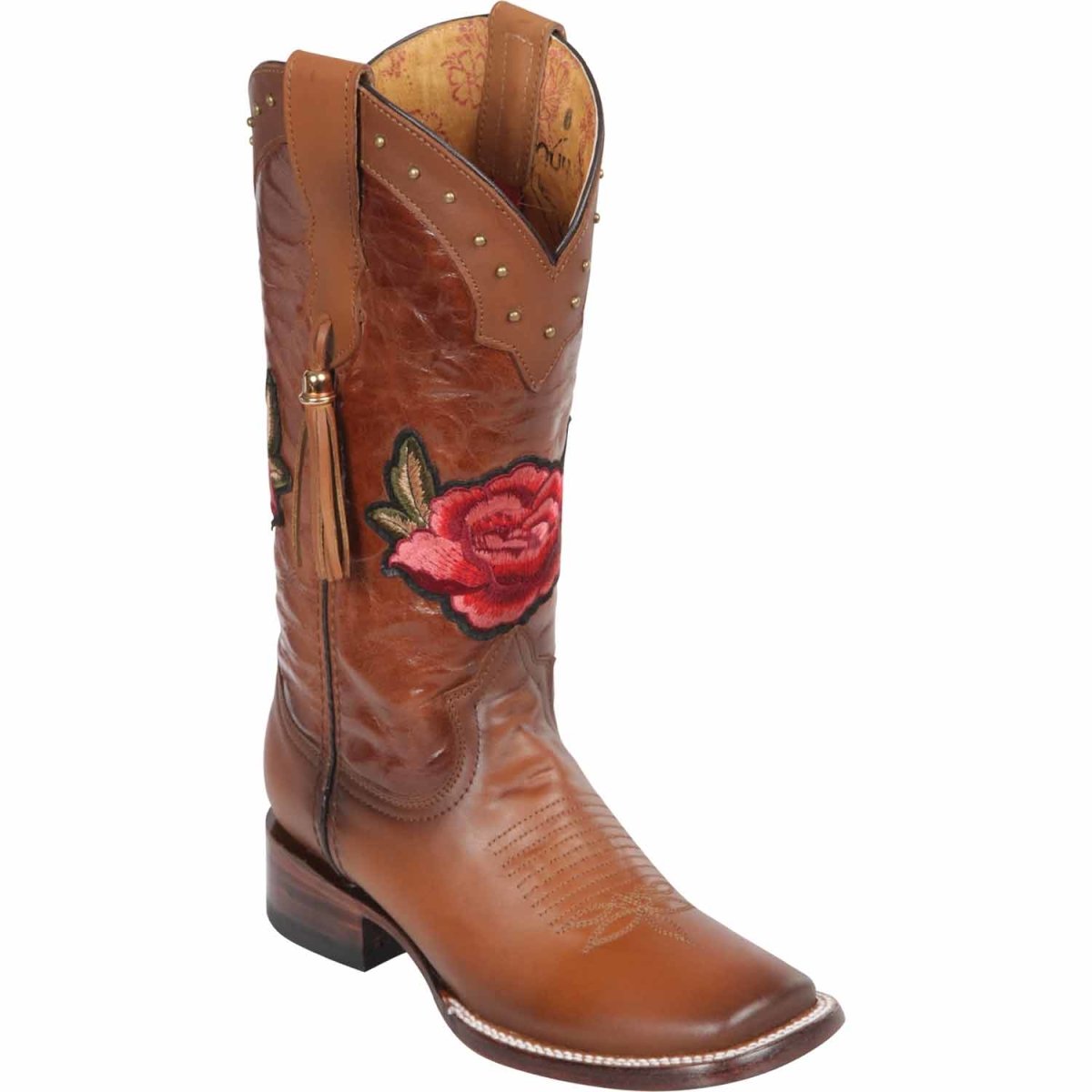 Botas Altas de Cuero con Flores para Mujer en Horma Rodeo Q322RT4251 - Quincy Boots
