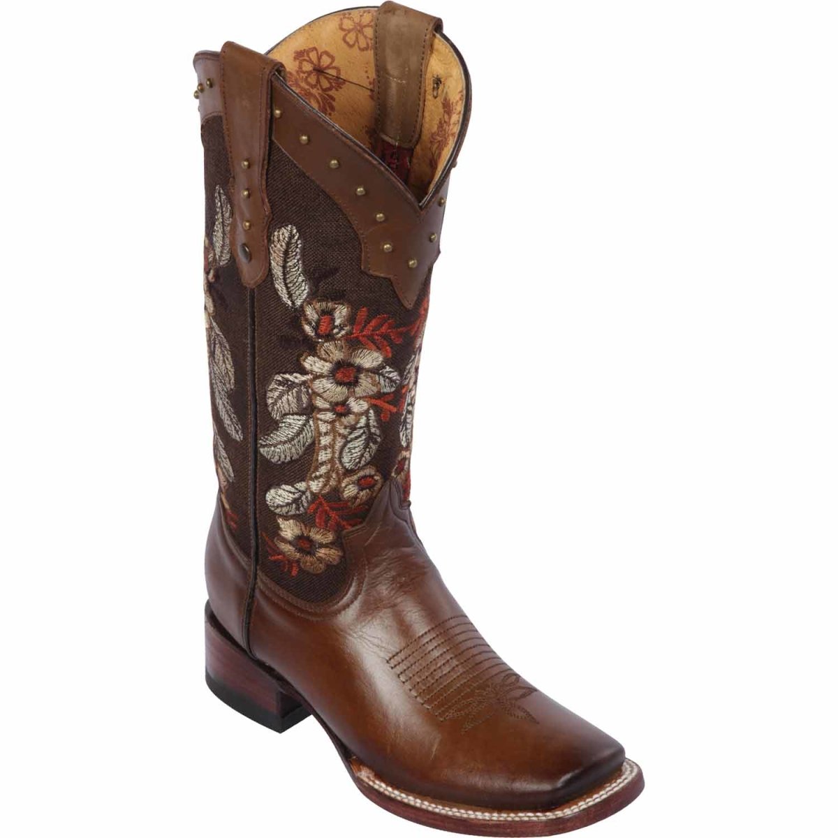 Botas Altas de Cuero con Flores para Mujer en Horma Rodeo Q322RT4259 - Quincy Boots