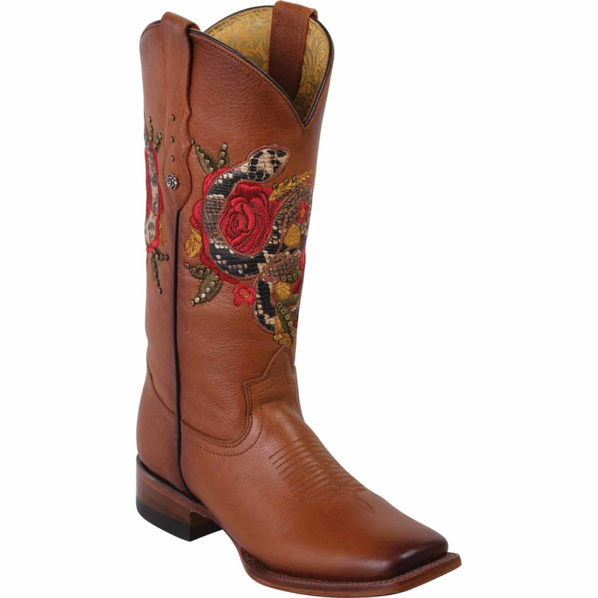 Botas Altas de Cuero con Flores para Mujer en Horma Rodeo Q322SF5251 - Quincy Boots