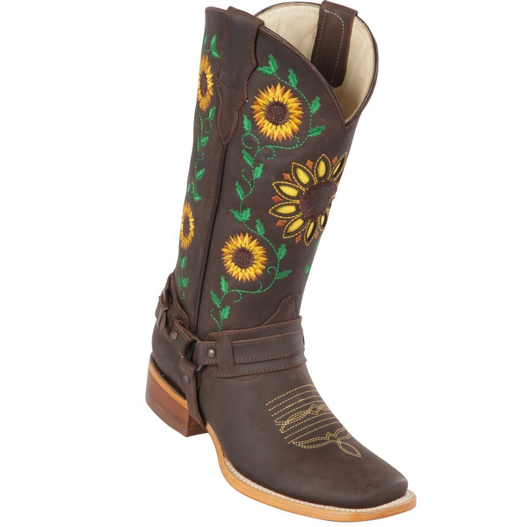 Botas Altas de Cuero con Girasoles para Mujer en Horma Rodeo Q322GL6294 - Quincy Boots