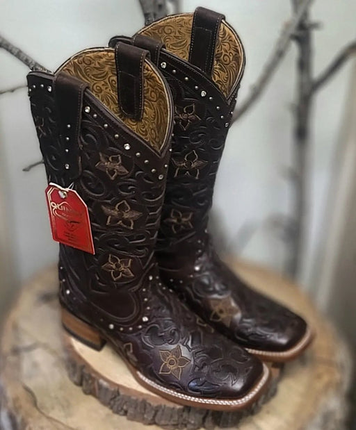 Botas Altas de Cuero Corte Laser para Mujer en Horma Rodeo Q322L6207 - Quincy Boots