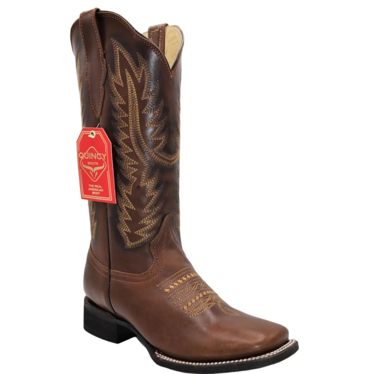 Botas Altas de Cuero Grasso para Mujer en Horma Rodeo Color Cafe Q322N8307 - Quincy Boots