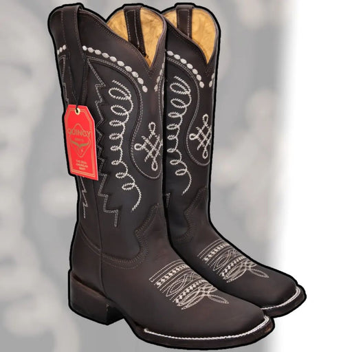 Botas Altas de Cuero Original para Mujer en Horma Rodeo Chocolate Q322N6294 - Quincy Boots