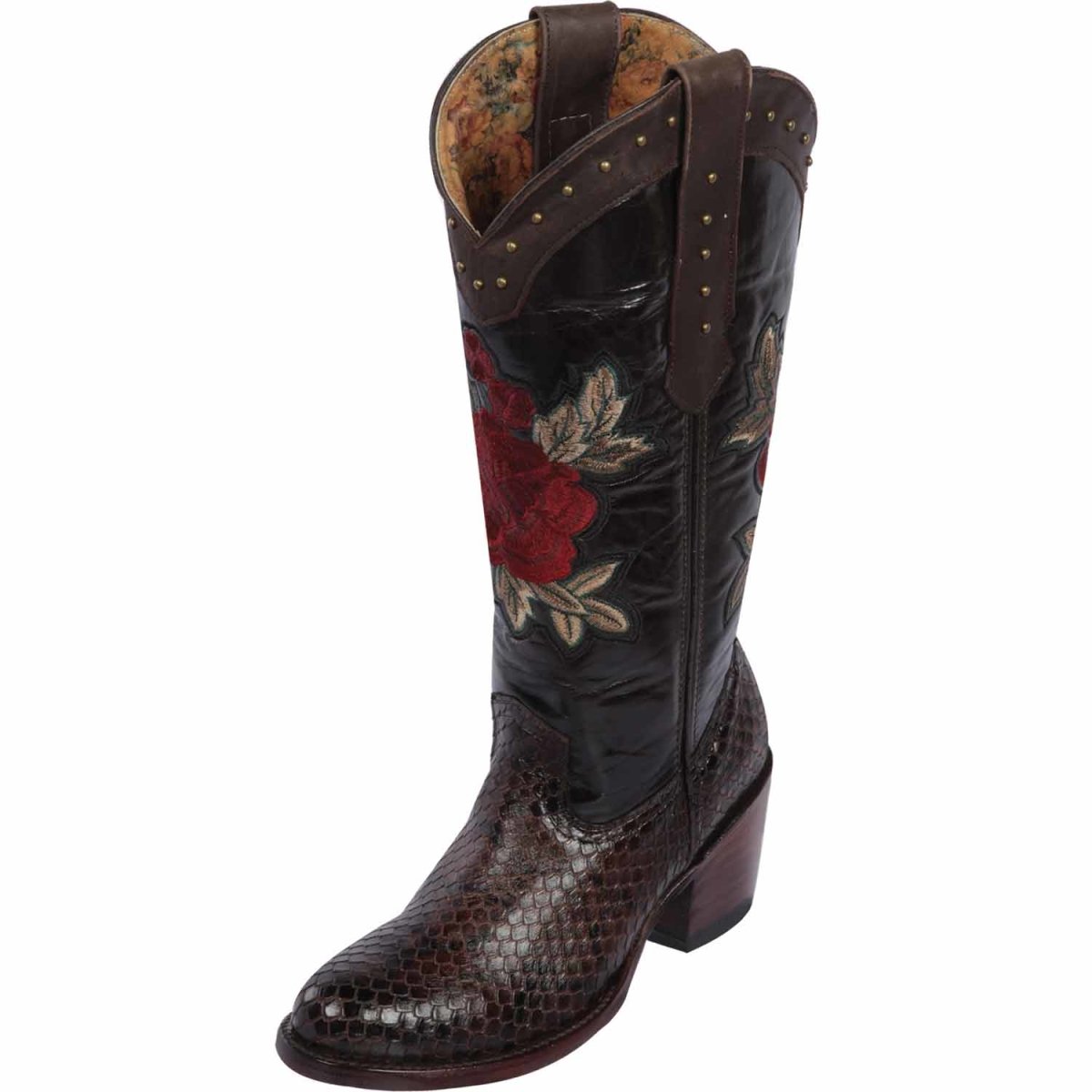 Botas Altas de Piton Grabado para Mujer en Punta Oval Q39RT5794 - Quincy Boots