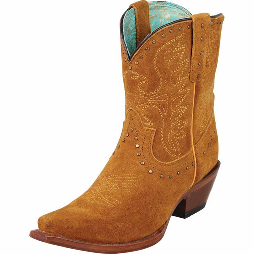 Botas Cortas de Cuero Nobuck para Mujer en Horma Punta Recortada Q34B6331 - Quincy Boots