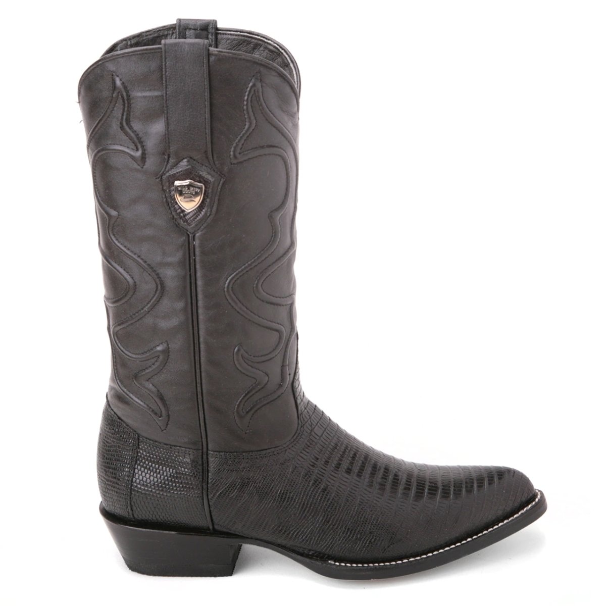 Genuine Lizard J-Toe cowboy Boots Black Color - Wild West Boots side