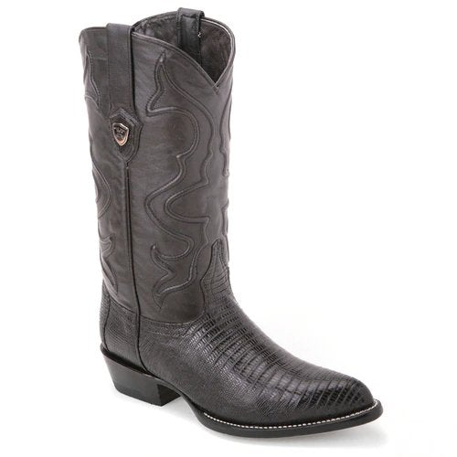 Genuine Lizard J-Toe cowboy Boots Black Color - Wild West Boots