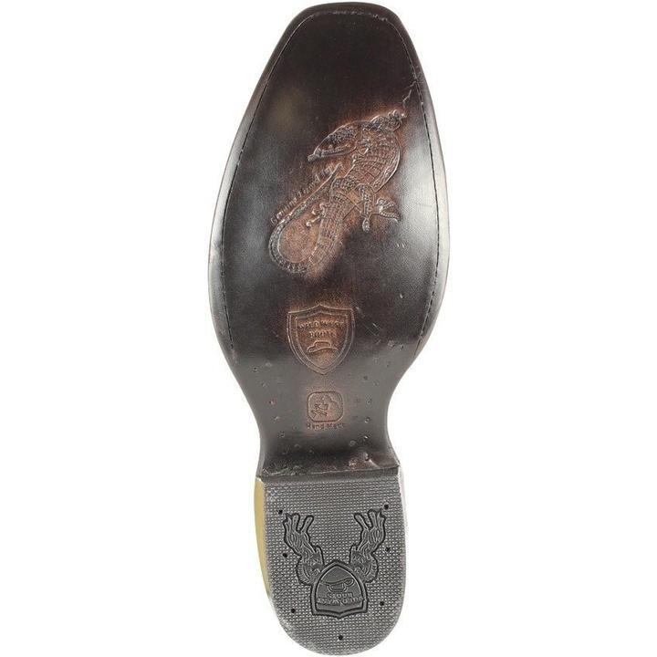 Western Genuine Lizard Dubai Toe Boots Black Color - Wild West Boots - Sole View