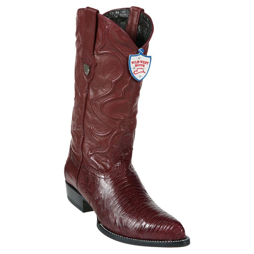 Genuine Lizard J-Toe cowboy Boots Burgundy Color - Wild West Boots