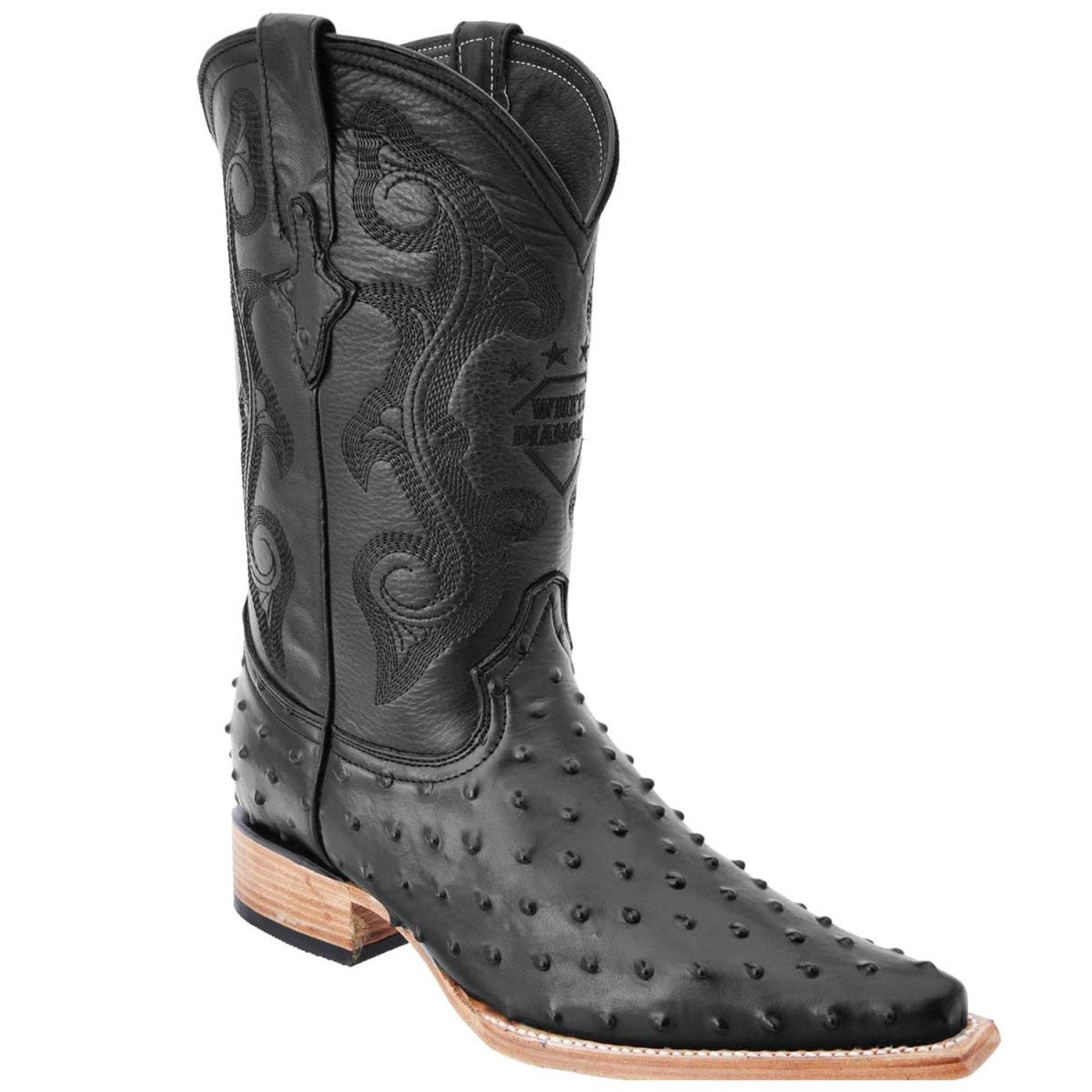Botas de Avestruz Grabado en Horma 3X Aladino WD-116 - White Diamonds