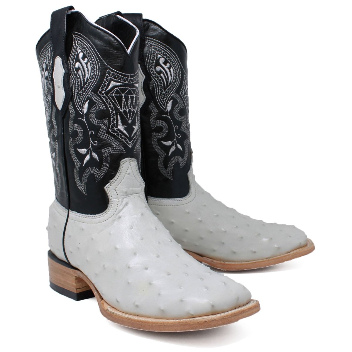 Botas de Avestruz Grabado en Horma Rodeo Hueso WD-307 - White Diamonds Boots