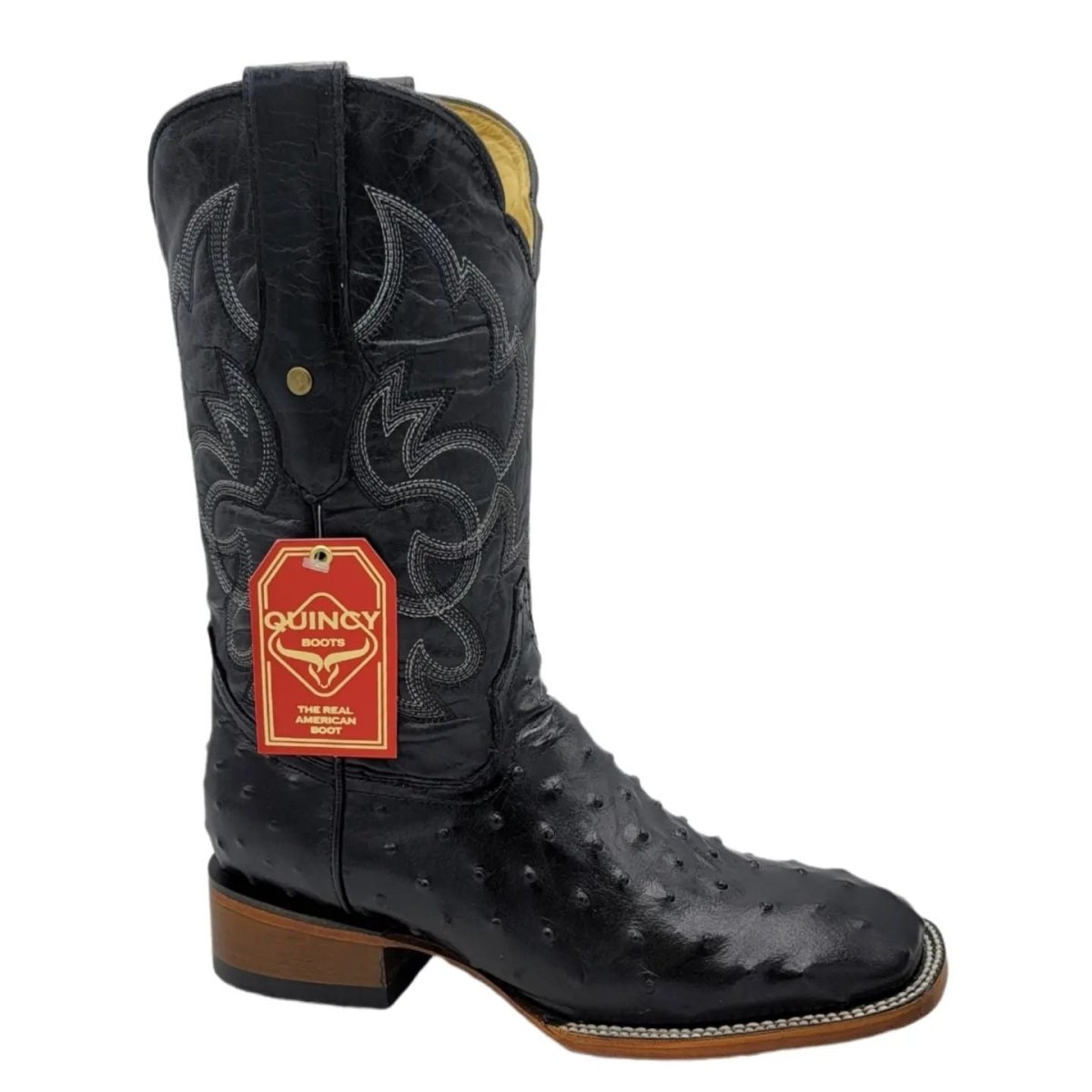 Botas de Avestruz Grabado Horma Rodeo Cuadrada Q8220305 - Quincy Boots