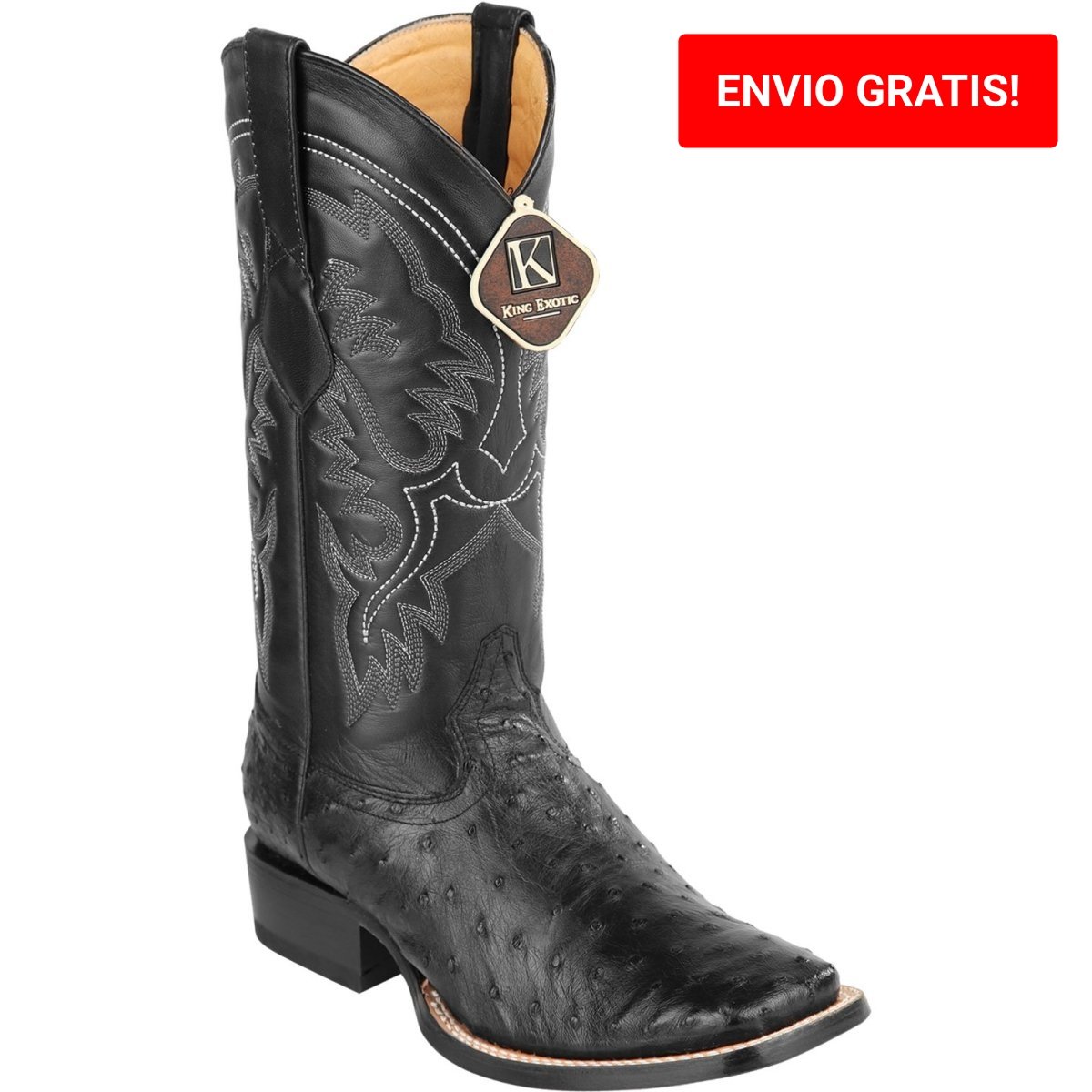 Botas de Avestruz Horma Cuadrada Ancha KE-48220305 - King Exotic