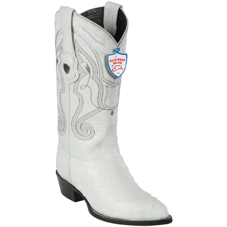Western Original Ostrich Boots J-Toe White Color - Wild West Boots
