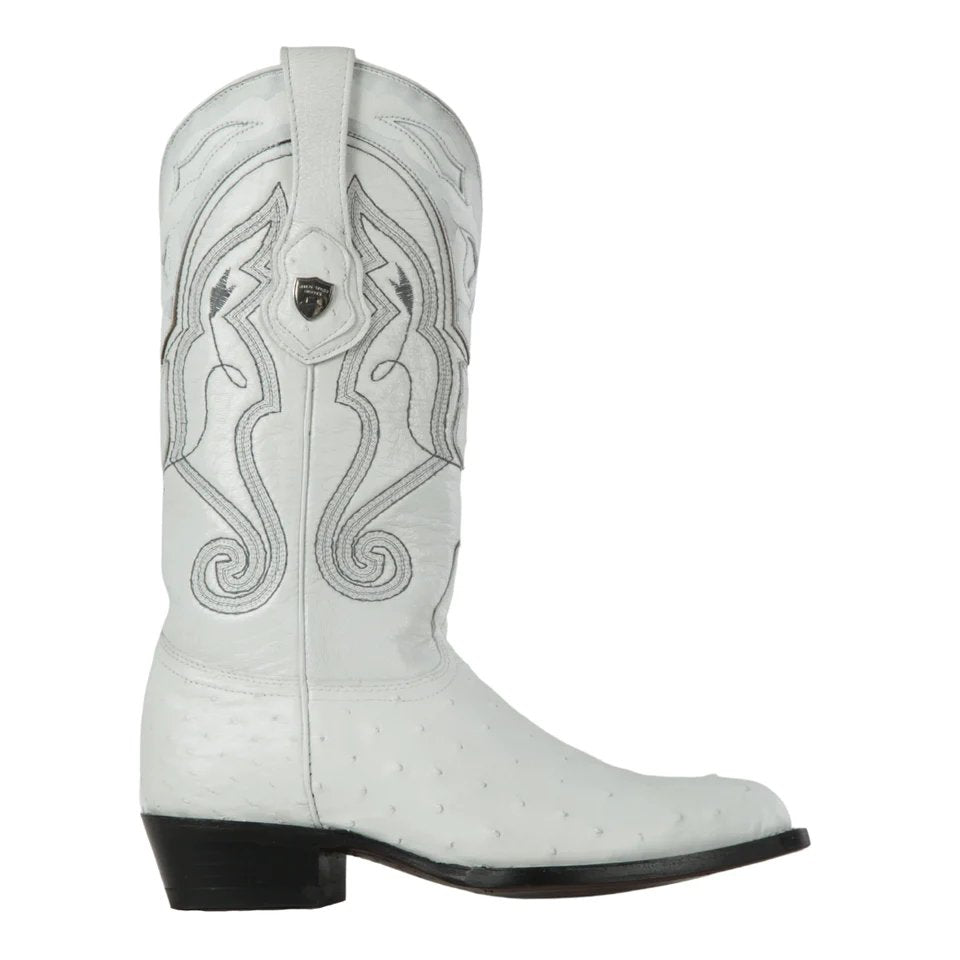 Western Original Ostrich Boots J-Toe White Color - Wild West Boots